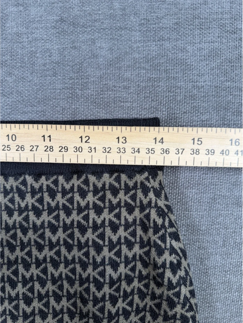 Michael Kors Medium Black and Beige Logo Knit Midi Skirt